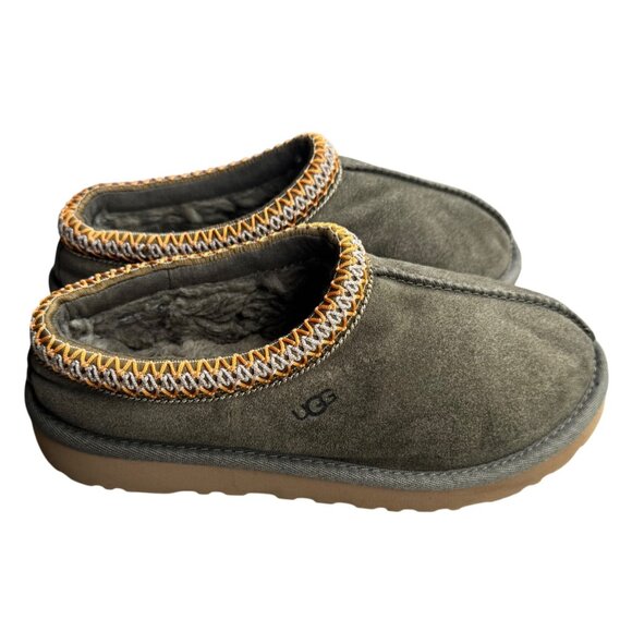UGG Shoes - UGG Womens Olive Suede Tasman Slippers Size 5 With Sheepskin Lining